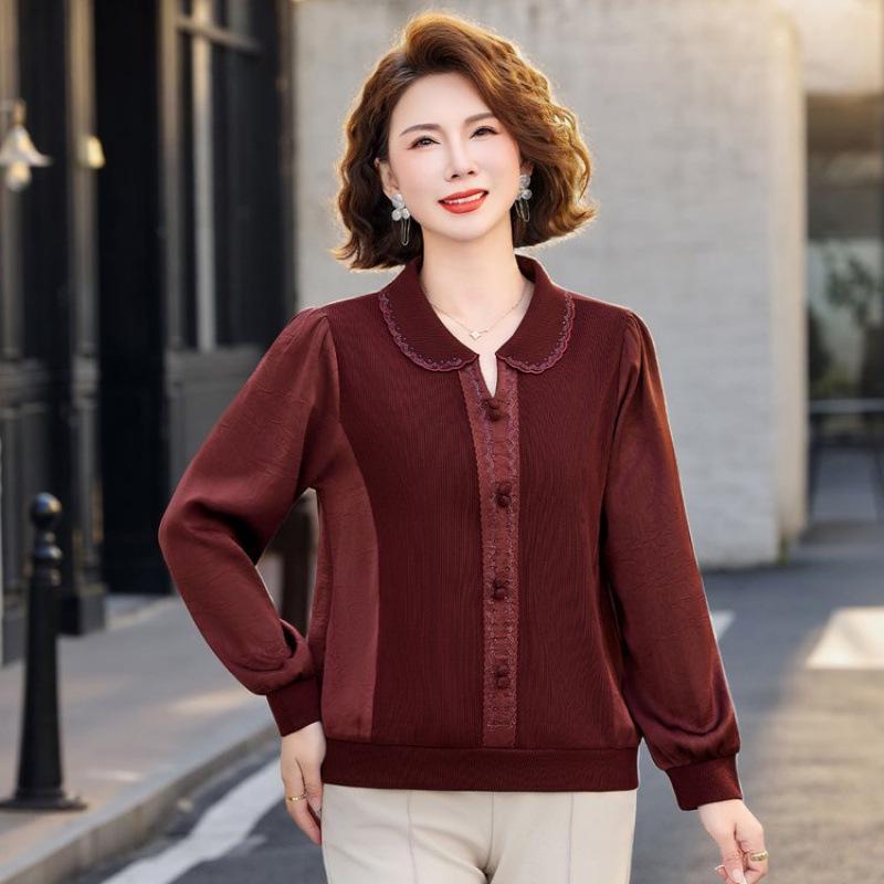 Chic Spring and Autumn Long Sleeve Base Shirt for Women – Elegant Age-Reducing T-shirt for Middle-Aged and Elderly. 1XL (Up to 105 lbs)
Chic Spring and Autumn Long Sleeve Base Shirt for Women – Elegant Age-Reducing T-shirt for Middle-Aged and Elderly. 1XL (Up to 105 lbs)