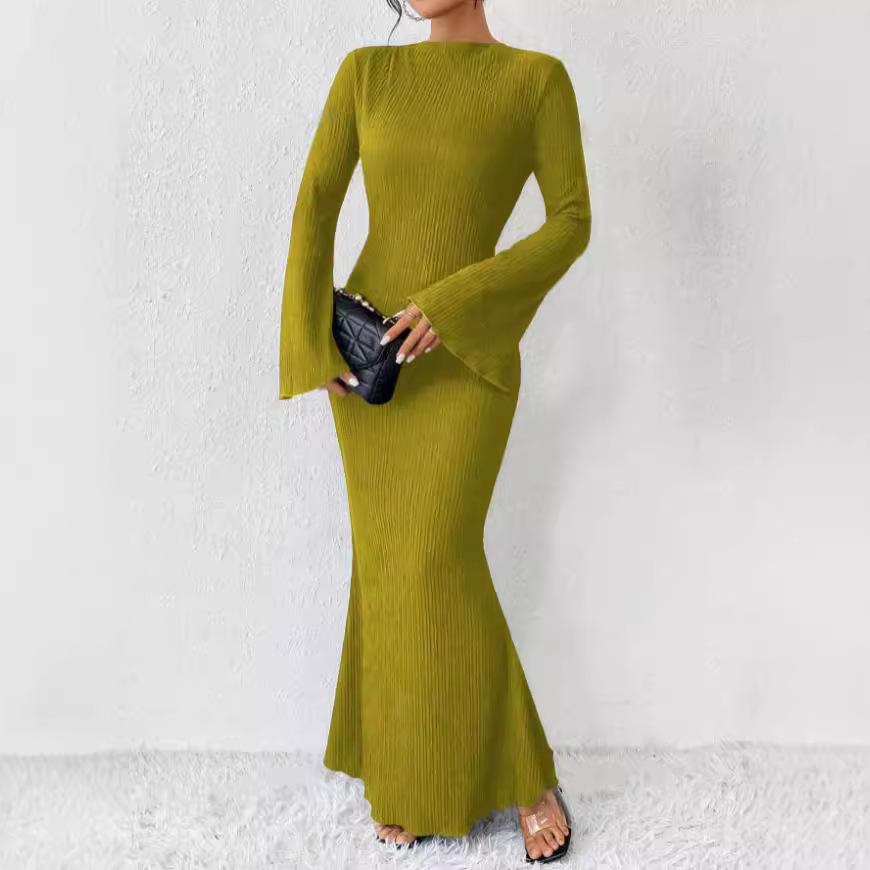 Olive Green Ribbed Knit Bodycon Mermaid Dress with Bell Sleeves M армія зелений колір
Olive Green Ribbed Knit Bodycon Mermaid Dress with Bell Sleeves M армія зелений колір