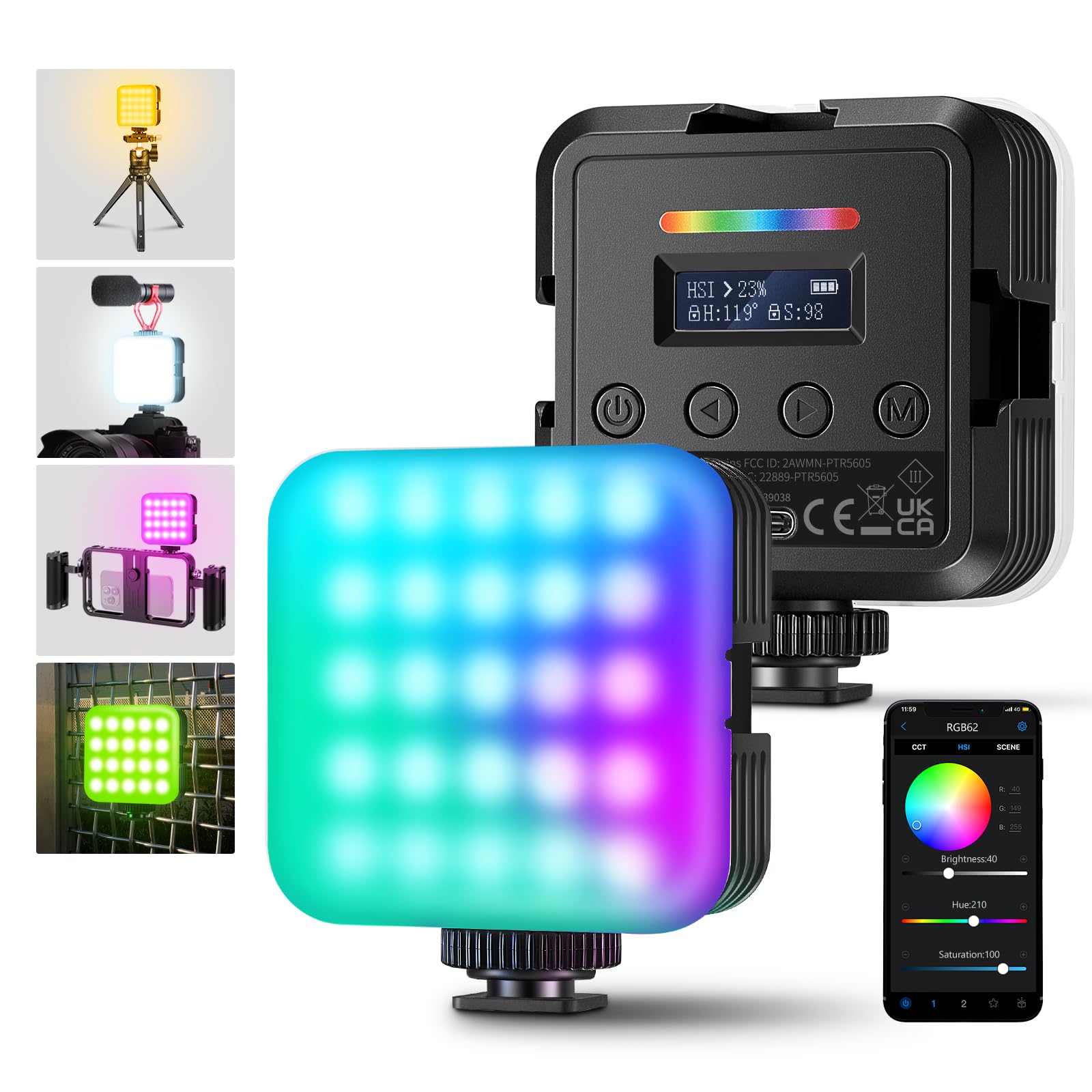 NEEWER RGB62 2-Pack Magnetic Video Lights RGB Shooting Lights APP Control 360° Full Color LED Camera Light CRI97+ Dimmable 2500K-8500K 17 Scene Modes
NEEWER RGB62 2-Pack Magnetic Video Lights RGB Shooting Lights APP Control 360° Full Color LED Camera Light CRI97+ Dimmable 2500K-8500K 17 Scene Modes