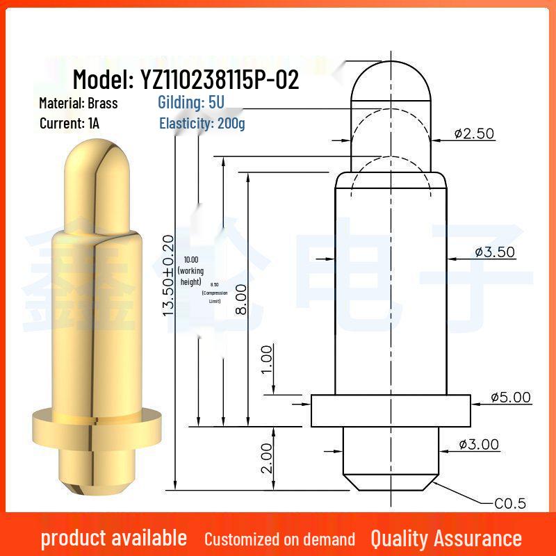 Gold-Plated Brass Charging Probe with 4mm+ Spring Needle
Gold-Plated Brass Charging Probe with 4mm+ Spring Needle