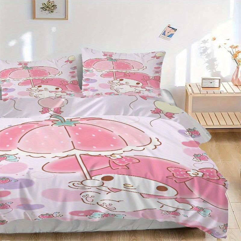 3pcs Strawberry My Melody Quilt Cover Set (1 Quilt Cover + 2 Pillowcases Without Pillow Core), High-Definition Printing for Home and Dormitory.W1 135x200cm
3pcs Strawberry My Melody Quilt Cover Set (1 Quilt Cover + 2 Pillowcases Without Pillow Core), High-Definition Printing for Home and Dormitory.W1 135x200cm