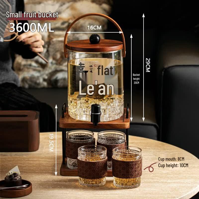 Glass Cold Water Pitcher with Faucet & Walnut Base
Glass Cold Water Pitcher with Faucet & Walnut Base