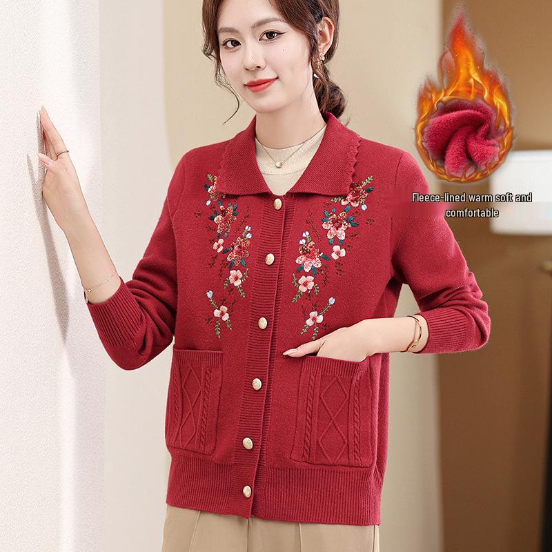 Women s Turn-Down Collar Knitted Cardigan: Embroidered Velvet Sweater Coat for Autumn/Winter 2XL (120-130 jin) червоний
Women s Turn-Down Collar Knitted Cardigan: Embroidered Velvet Sweater Coat for Autumn/Winter 2XL (120-130 jin) червоний