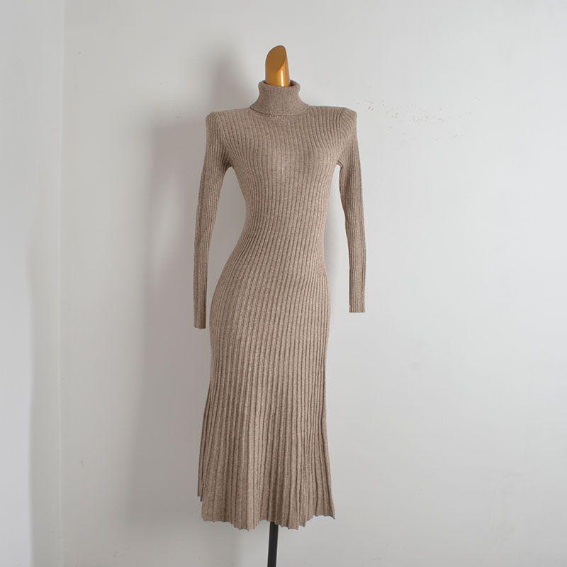 Elegant All-Match Turtleneck Sunken Stripe Stretch Long sleeve Knitted dress Women Autumn and Winter New Slim fit Slimming A- line Skirt Light brown One size
Elegant All-Match Turtleneck Sunken Stripe Stretch Long sleeve Knitted dress Women Autumn and Winter New Slim fit Slimming A- line Skirt Light brown One size
