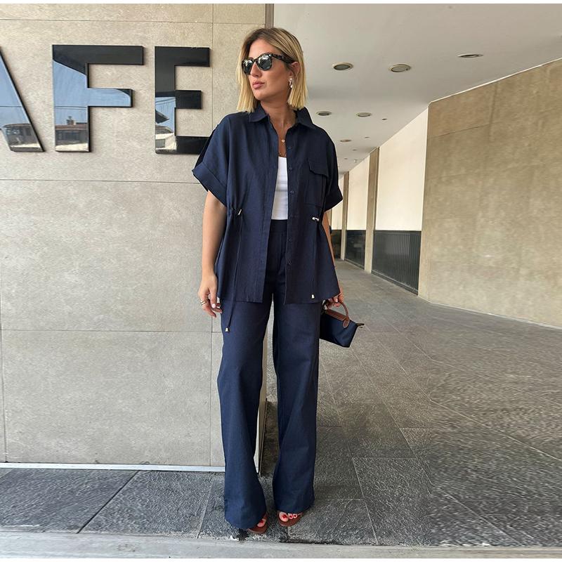 Women s Drawstring Short Sleeved Shirt Solid Color Long Pants Set with Three Colors To Choose Waist Cinching Casual Style Summer New Women s Set XL зелений
Women s Drawstring Short Sleeved Shirt Solid Color Long Pants Set with Three Colors To Choose Waist Cinching Casual Style Summer New Women s Set XL зелений