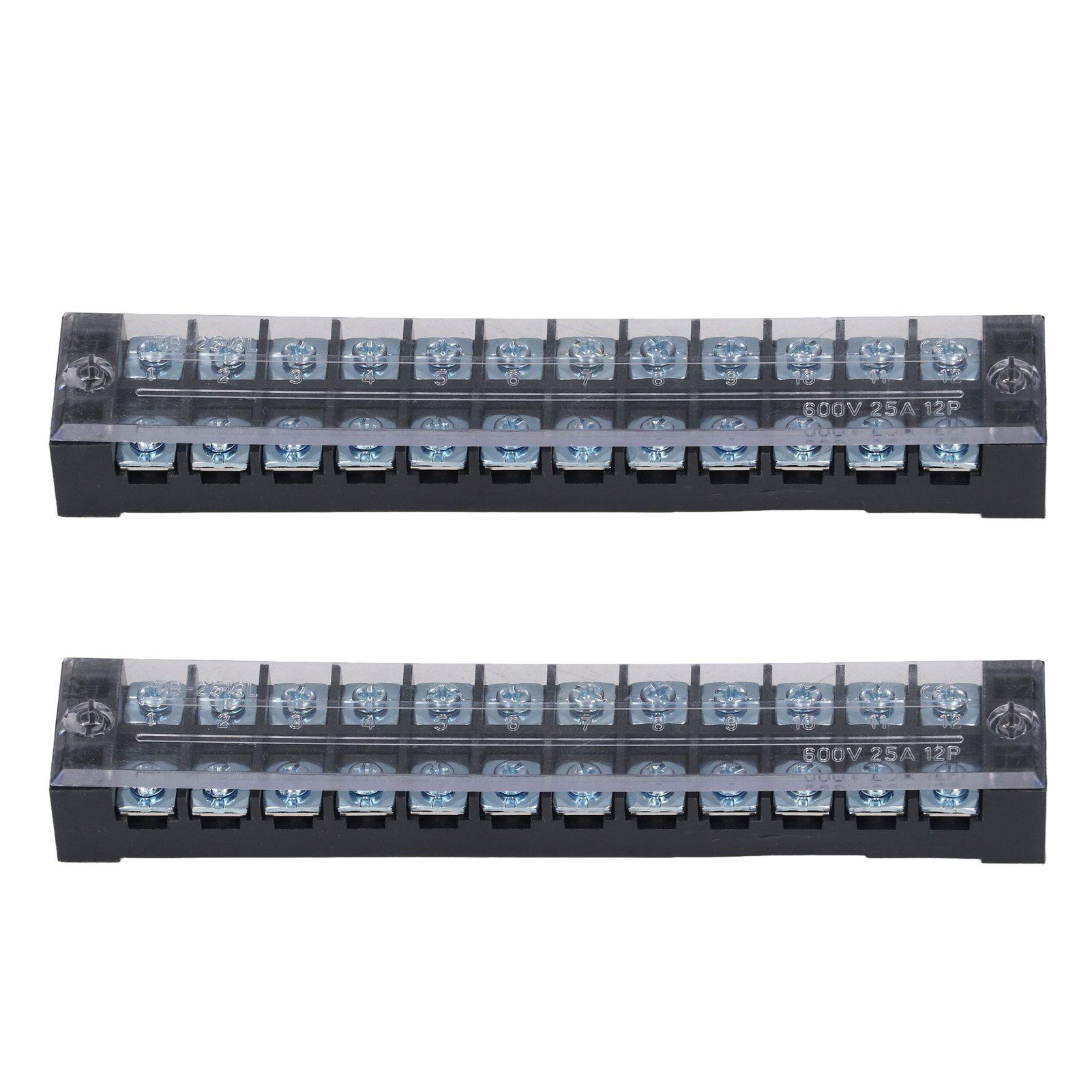 Terminal Strip Dual Rows High Current Screw Clamp Wire Barrier Block with Cover 600V 25A 2pcs 12
Terminal Strip Dual Rows High Current Screw Clamp Wire Barrier Block with Cover 600V 25A 2pcs 12