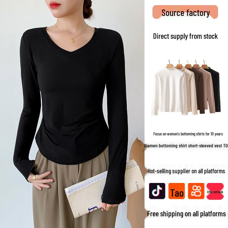 Women s Autumn/Winter V-Neck Long-Sleeve Modal Shirt - Slim Fit, Arc Hem XXL (125-136 jin)
Women s Autumn/Winter V-Neck Long-Sleeve Modal Shirt - Slim Fit, Arc Hem XXL (125-136 jin)