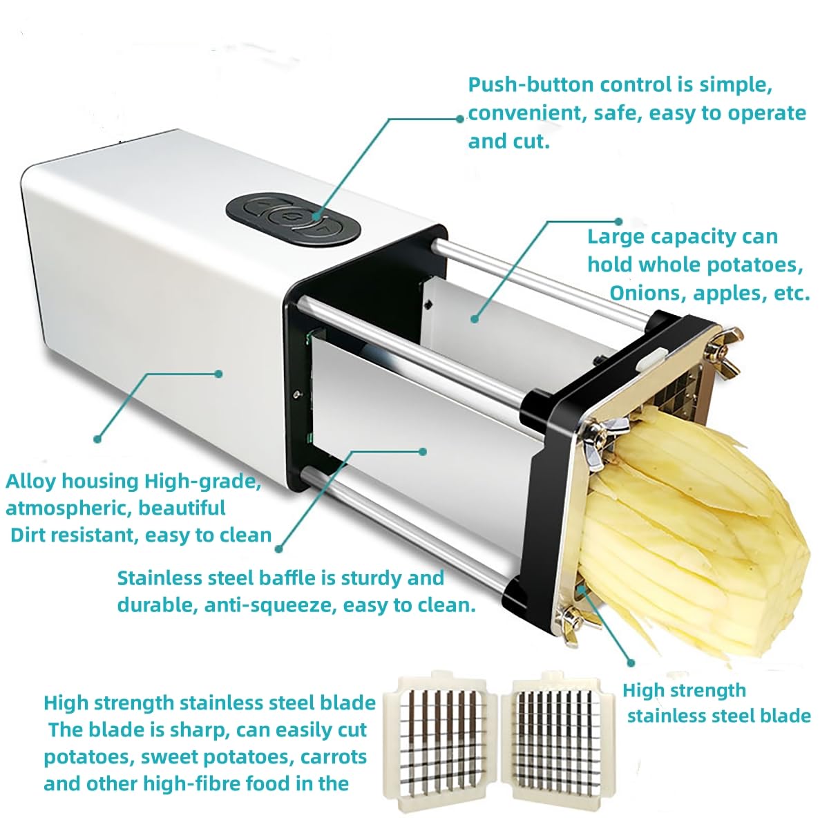 Automatic Electric French Fry Cutter Kitchen Potato Vegetable Slicer (No FDA,BPA Free) EU Plug
Automatic Electric French Fry Cutter Kitchen Potato Vegetable Slicer (No FDA,BPA Free) EU Plug