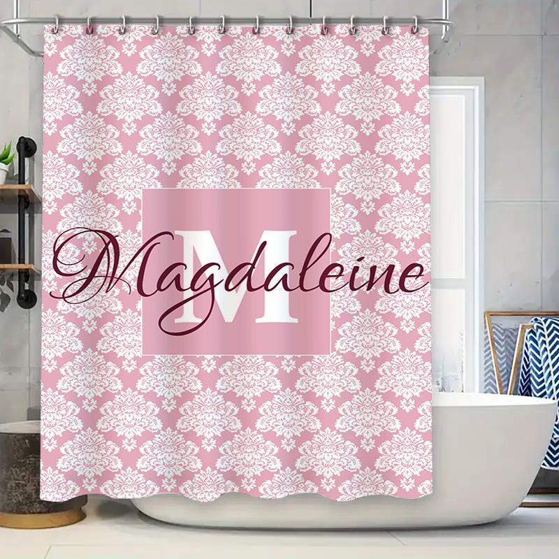 Personalized Pink Damask Monogram Shower Curtain Custom Name Initials Bath Decor for Girls 180gsm Polyester Fabric with 3 Rings 90x180cm
Personalized Pink Damask Monogram Shower Curtain Custom Name Initials Bath Decor for Girls 180gsm Polyester Fabric with 3 Rings 90x180cm
