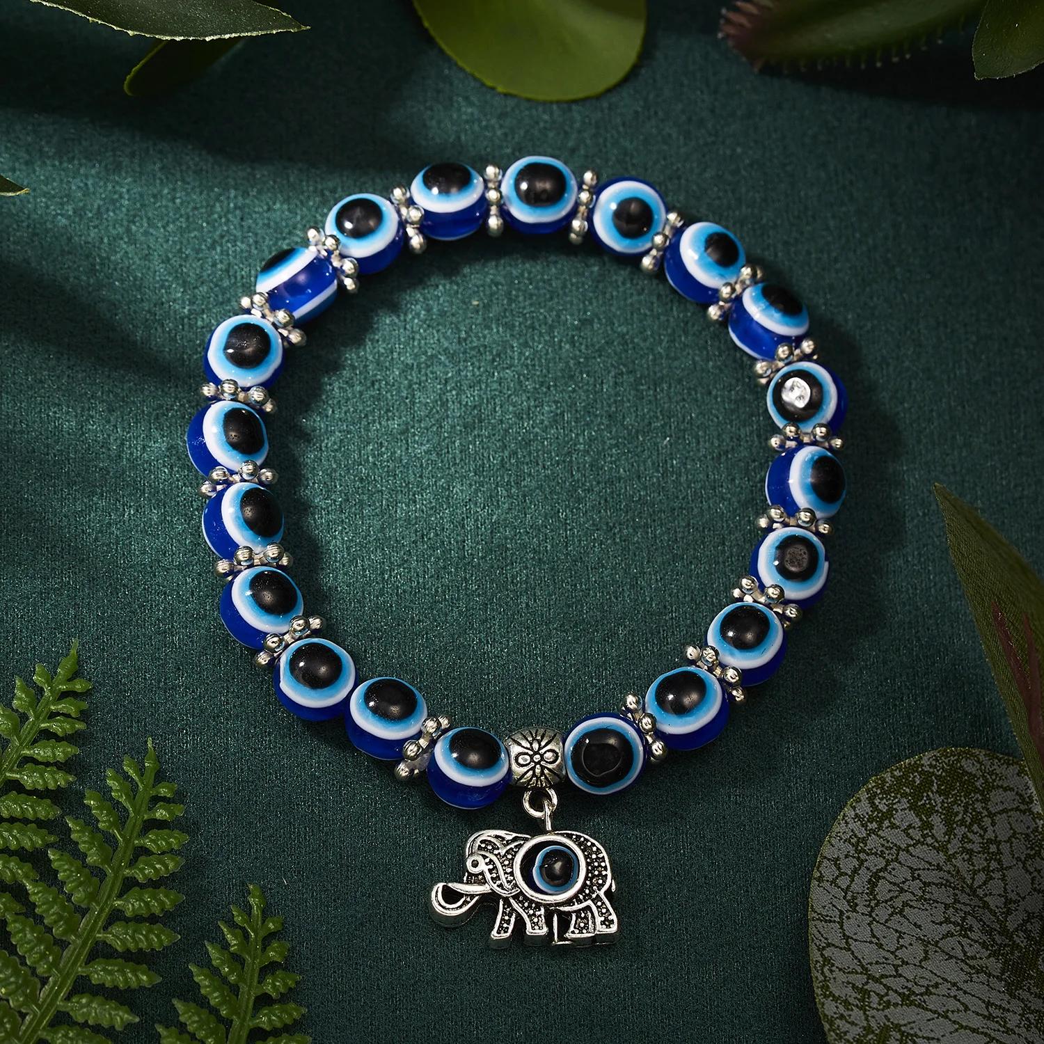 New Turkish Lucky Evil Eye Bracelets For Men Women Blue Evil Eye Palm Butterfly Charm Elastic Beads Chain Bangle Party Jewelry
New Turkish Lucky Evil Eye Bracelets For Men Women Blue Evil Eye Palm Butterfly Charm Elastic Beads Chain Bangle Party Jewelry