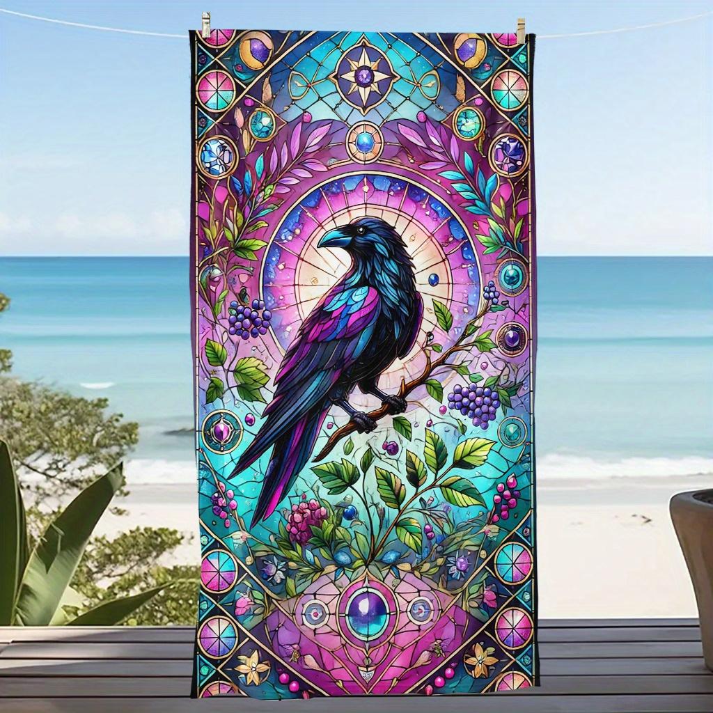 Mystical Raven Stained Glass Beach Towel, Jewel Tones Crow Design Quick-Dry Sand-Free Bath Towel for Pool and Vacation W40*H60(CM)
Mystical Raven Stained Glass Beach Towel, Jewel Tones Crow Design Quick-Dry Sand-Free Bath Towel for Pool and Vacation W40*H60(CM)