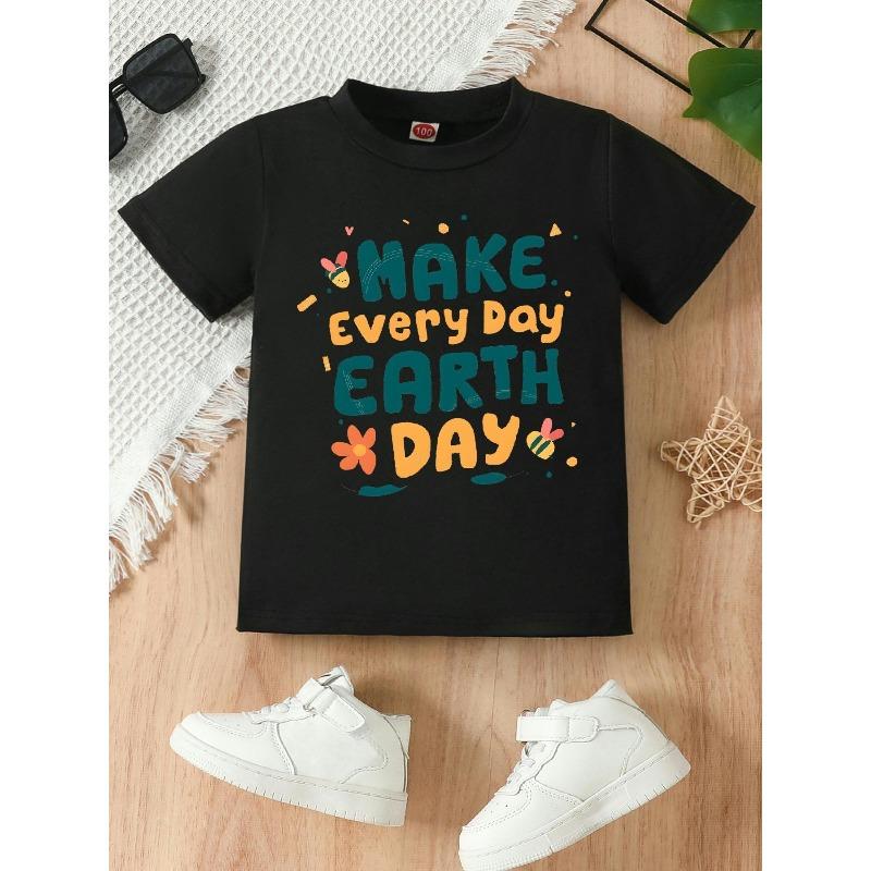 European sizes This Trendy Girls T-shirt Features a make Every Day Earth Day Slogan Print and Is Perfect for Casual Wear During Summer Holidays 164cm чорний
European sizes This Trendy Girls T-shirt Features a make Every Day Earth Day Slogan Print and Is Perfect for Casual Wear During Summer Holidays 164cm чорний