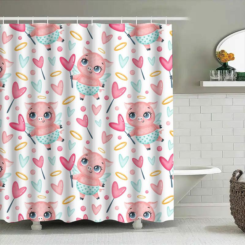 Elegant Pink Pig Print Shower Curtain Set For Bathroom Decor With Hooks Waterproof Fabric In White Pastel Colors W60H190(CM)-1 Pcs
Elegant Pink Pig Print Shower Curtain Set For Bathroom Decor With Hooks Waterproof Fabric In White Pastel Colors W60H190(CM)-1 Pcs