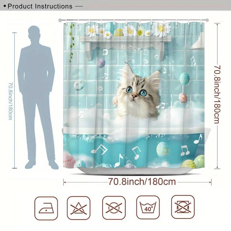 ~O~One Whimsical Shower Curtain Featuring Gray Cats And Musical Notes, Measuring 70.8 by 70.8 Inches, Complete with 12 Hooks. W90XH180cm
~O~One Whimsical Shower Curtain Featuring Gray Cats And Musical Notes, Measuring 70.8 by 70.8 Inches, Complete with 12 Hooks. W90XH180cm