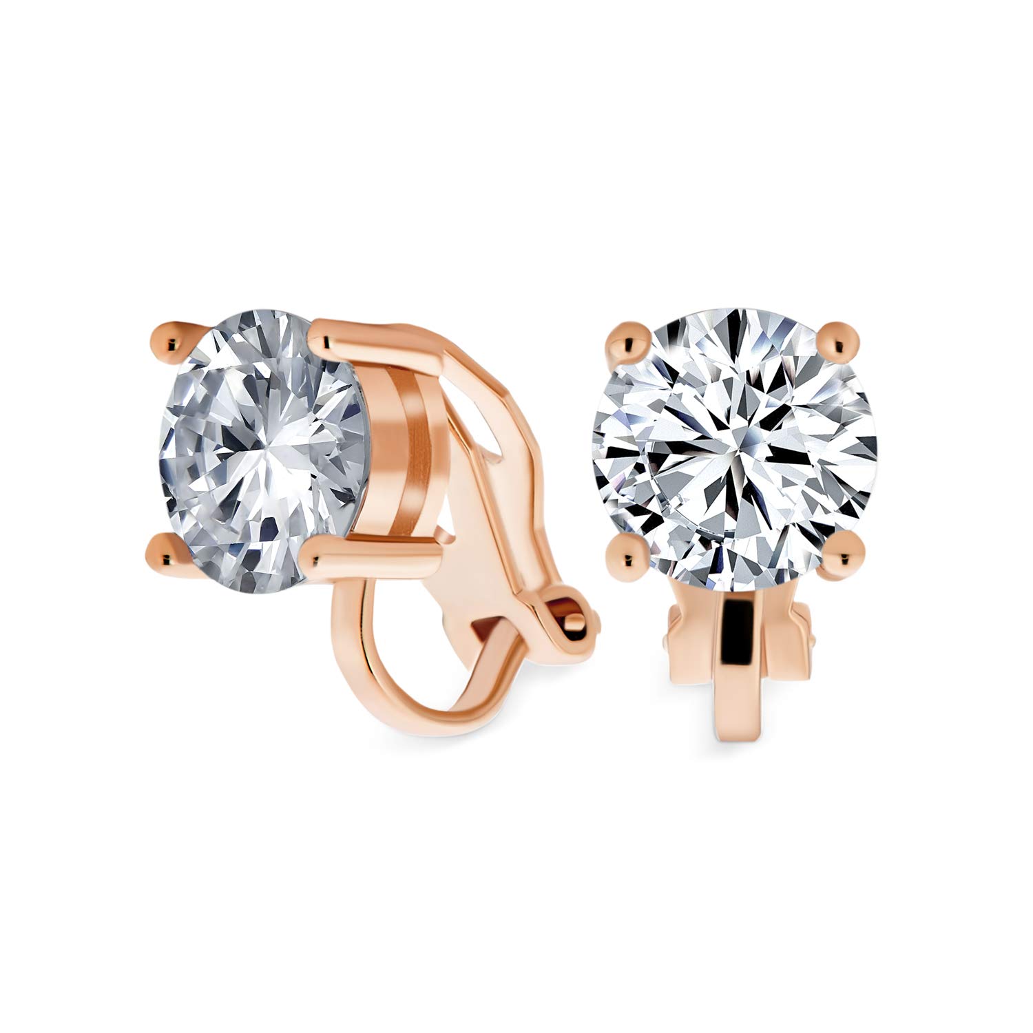 Brilliant Cut Solitaire Round Cubic Zirconia CZ Stud Earrings Made of Rose Gold Plated Brass for 2CT Clip-on Women
Brilliant Cut Solitaire Round Cubic Zirconia CZ Stud Earrings Made of Rose Gold Plated Brass for 2CT Clip-on Women
