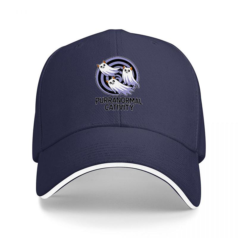 Purranormal Cativity Ghost Cats Baseball Cap Black Design with Purple Circle and White Trim Fun Feline Theme for Cat Lovers Adjustable
Purranormal Cativity Ghost Cats Baseball Cap Black Design with Purple Circle and White Trim Fun Feline Theme for Cat Lovers Adjustable