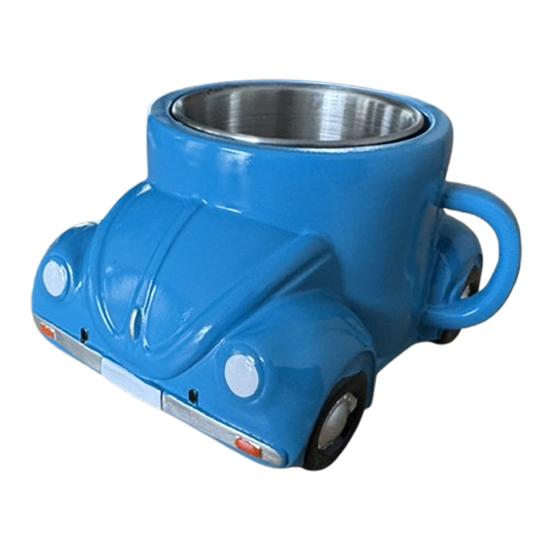 Кружка для кофе в форме жука, сделанная вручную из смолы, чайная чашка в виде жука, декор для дома и офиса, кружка для кофе в подарок автолюбителям, любителям жуков синий