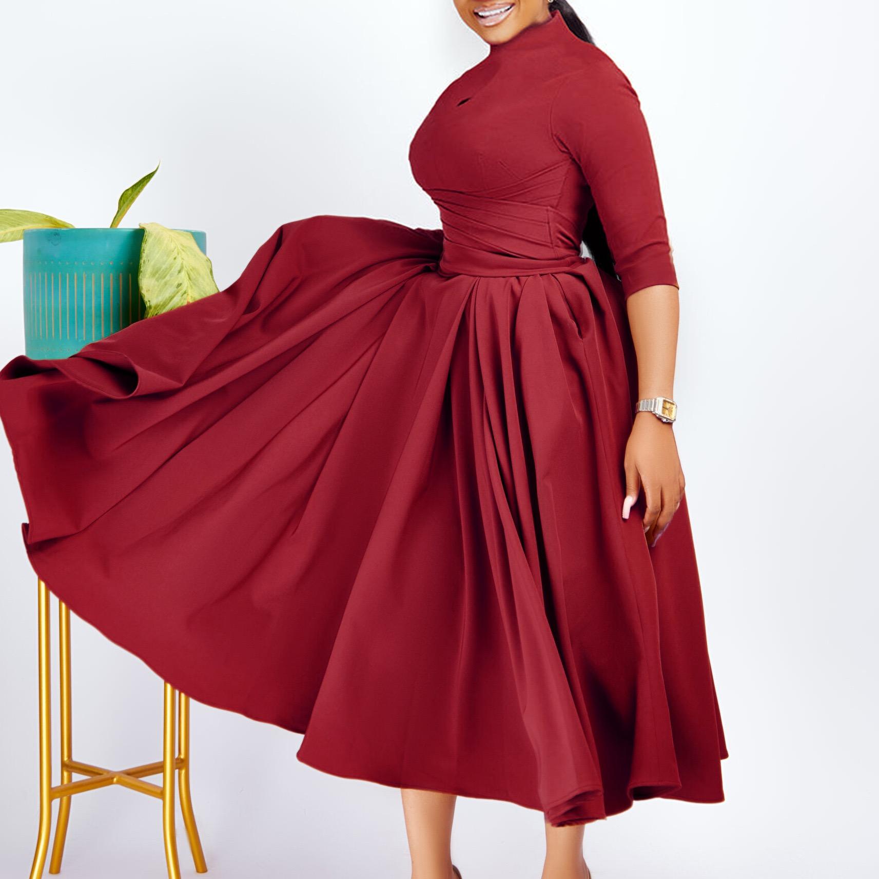 Elegant Dresses O Neck Long Sleeve Autumn Winter Belt Waisted Pleated High Quality Party Dress XXXL червоний
Elegant Dresses O Neck Long Sleeve Autumn Winter Belt Waisted Pleated High Quality Party Dress XXXL червоний