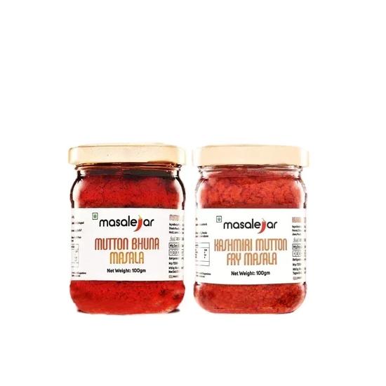 Masalejar Mutton Lovers Combo | Mutton Bhuna Masala + Kashmiri Mutton Fry Masala | Ready to Cook Spice Mix | No MSG | Pack of 2X100gm
Masalejar Mutton Lovers Combo | Mutton Bhuna Masala + Kashmiri Mutton Fry Masala | Ready to Cook Spice Mix | No MSG | Pack of 2X100gm