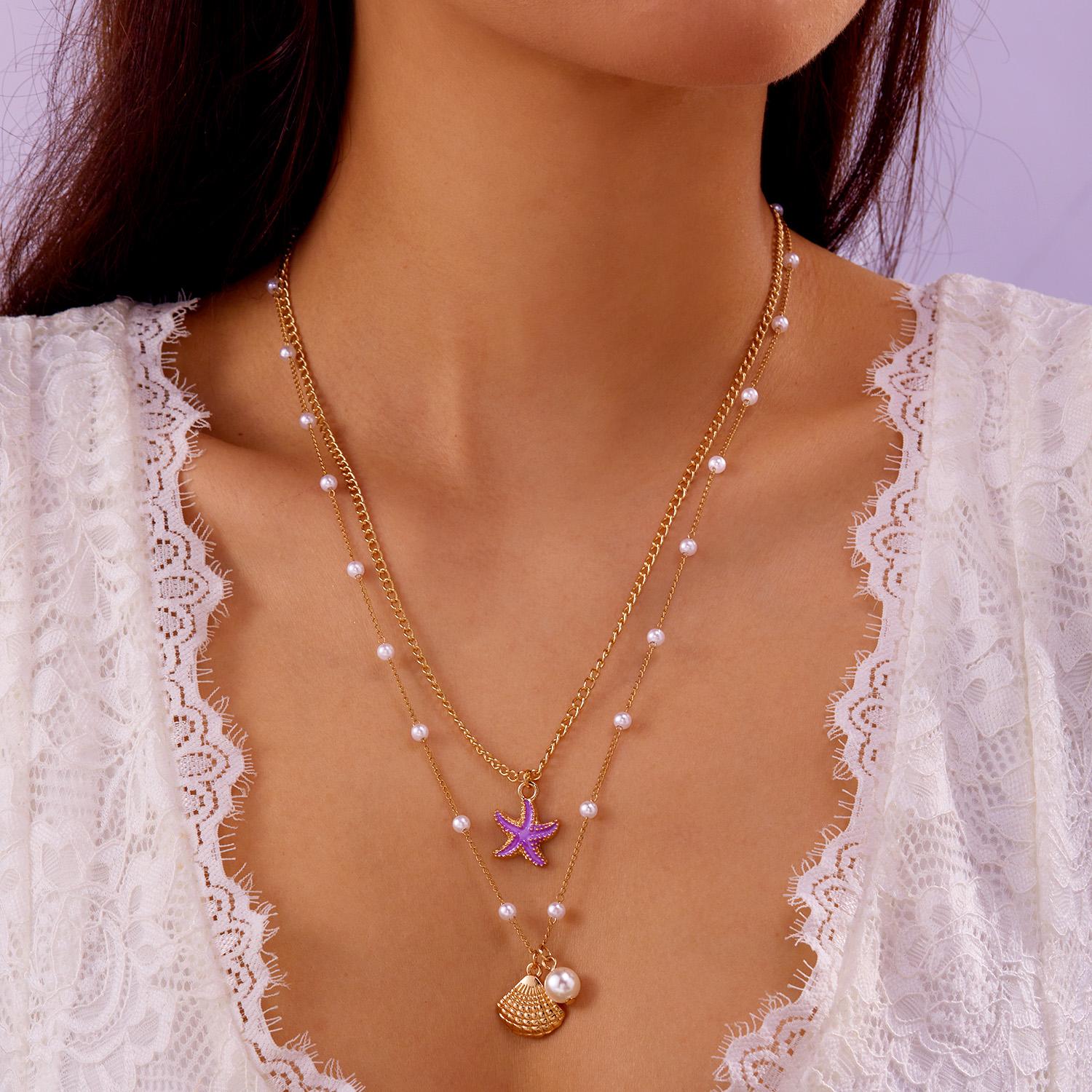 Bohemian Gold Color Layered Necklace for Women Pearl Beads Scallop Shell Starfish Pendant Summer Beach Vacation Jewelry Gift.
Bohemian Gold Color Layered Necklace for Women Pearl Beads Scallop Shell Starfish Pendant Summer Beach Vacation Jewelry Gift.