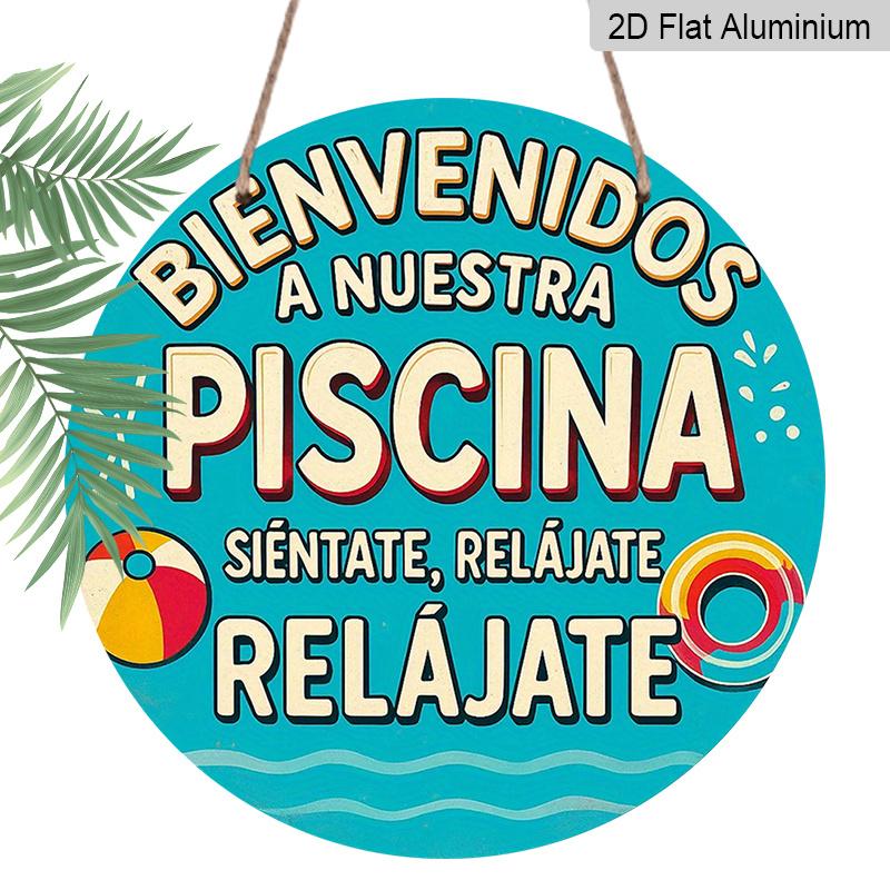 2D Flat, 1pc Vintage Spanish Welcome to the Pool Sign - 7.87x7.87 Inch Round Aluminum Wall Decor Suitable for Pool Areas, Beach Houses, Resorts 1pc
2D Flat, 1pc Vintage Spanish Welcome to the Pool Sign - 7.87x7.87 Inch Round Aluminum Wall Decor Suitable for Pool Areas, Beach Houses, Resorts 1pc