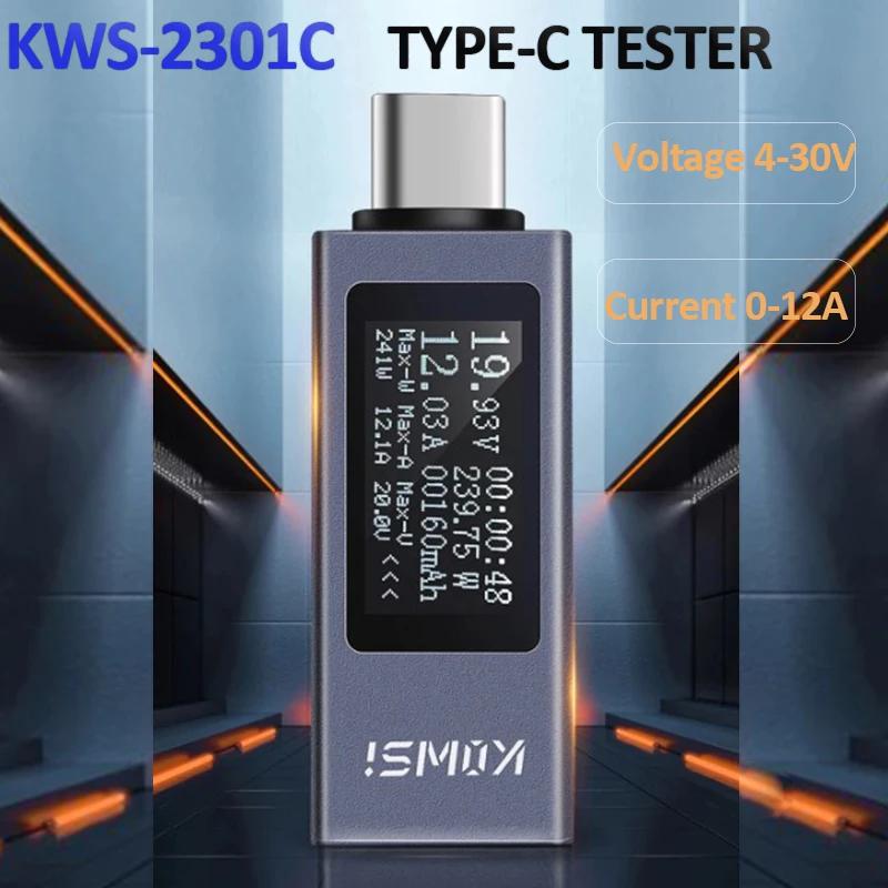 KWS-2301C Type-C Current and Voltage Monitor DC 4-30V 0-12A Power Meter Tester PD Battery Capacity Digital LCD Display Meter 
KWS-2301C Type-C Current and Voltage Monitor DC 4-30V 0-12A Power Meter Tester PD Battery Capacity Digital LCD Display Meter