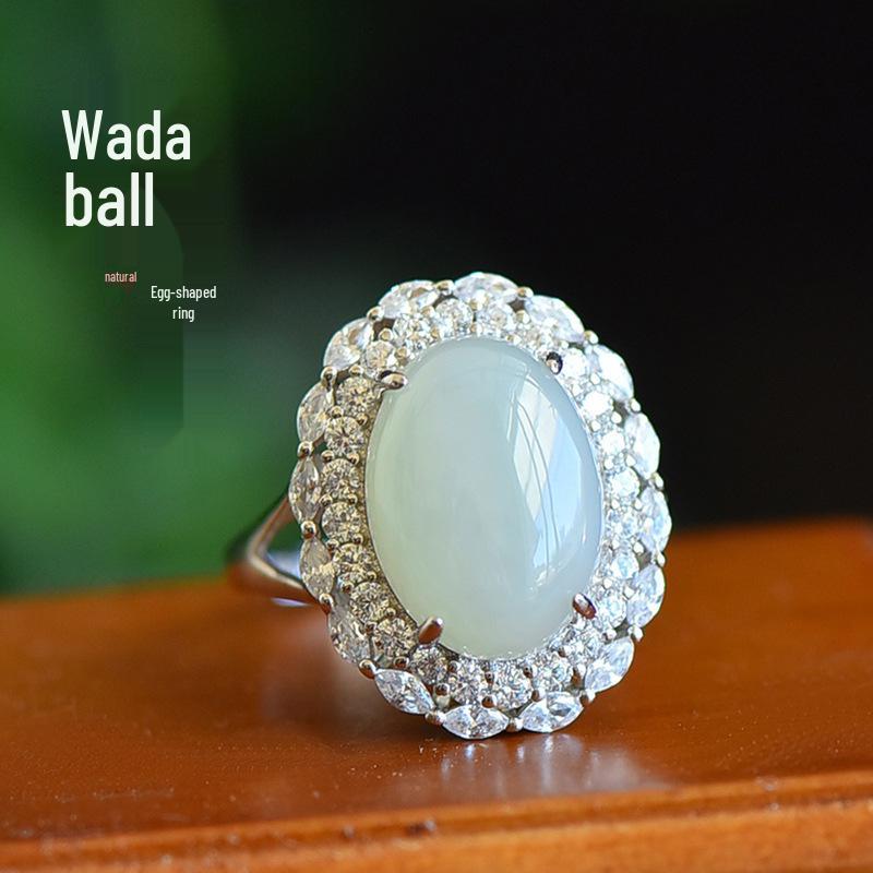 Authentic Hetian Jade Open Ring, Court-Style 925 Sterling Silver, Elegant Design for Women Adjustable Open Size
Authentic Hetian Jade Open Ring, Court-Style 925 Sterling Silver, Elegant Design for Women Adjustable Open Size