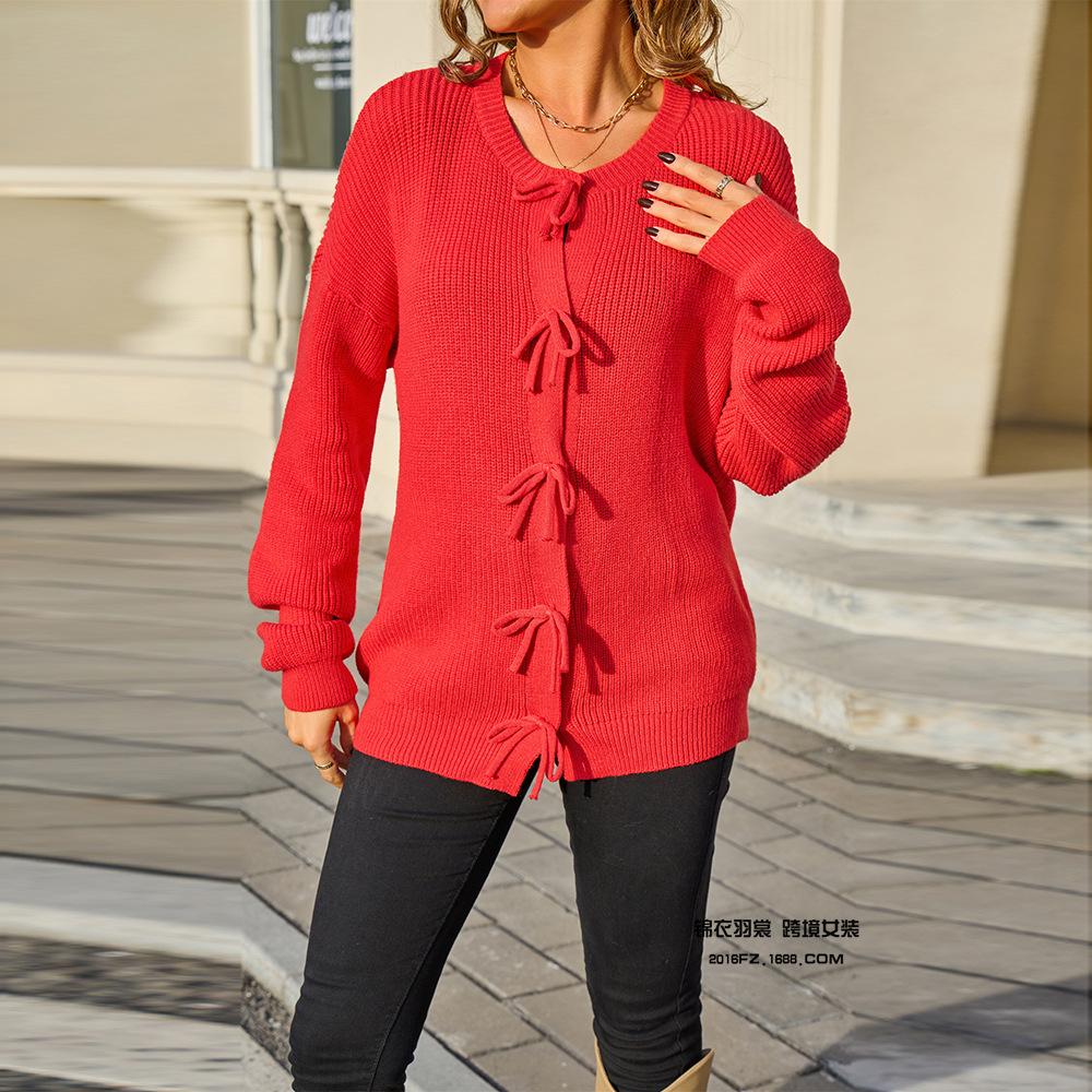 New Autumn and Winter Bow Button Round Neck Top Long Sleeve Solid Color Sweater Casual Comfortable Sweater for Women S красный
New Autumn and Winter Bow Button Round Neck Top Long Sleeve Solid Color Sweater Casual Comfortable Sweater for Women S красный