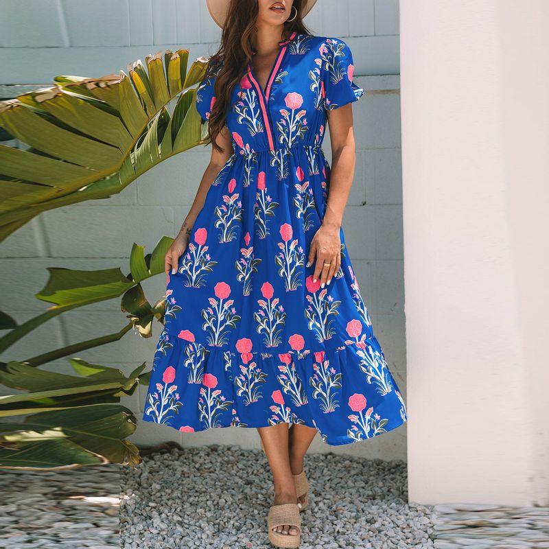 США Шиинг Цветочный Принт Платье с V-образным вырезом Лето Новое поступление Мода Ретро Все сочетается Высокая талия А-силуэтное платье Blue Size S fit (45.00 kg-55.00 kg
США Шиинг Цветочный Принт Платье с V-образным вырезом Лето Новое поступление Мода Ретро Все сочетается Высокая талия А-силуэтное платье Blue Size S fit (45.00 kg-55.00 kg