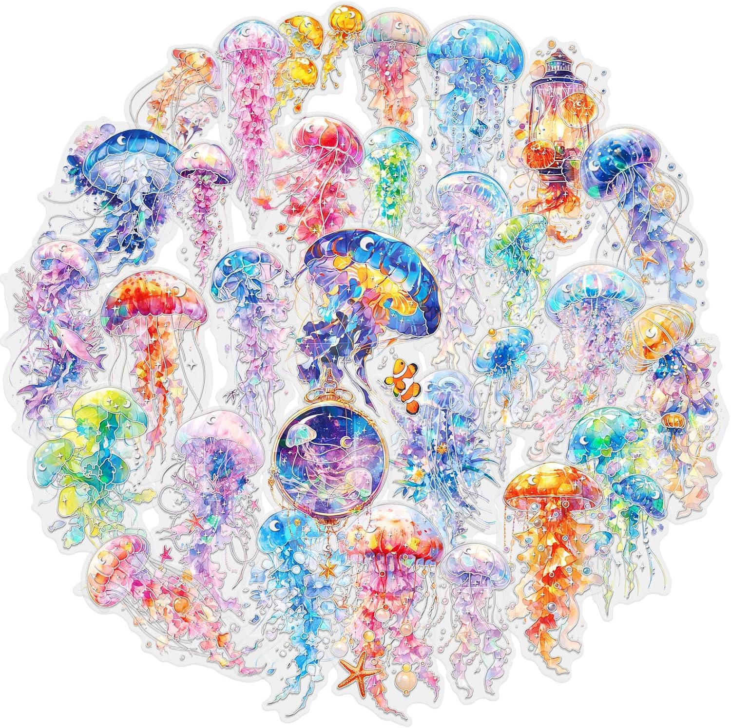 Illusion Jellyfish Stickers 30 Sheets Transparent Hologram Silver Foil Marine Scrapbook Suitable for Diaries Laptops Crafts Notebooks
Illusion Jellyfish Stickers 30 Sheets Transparent Hologram Silver Foil Marine Scrapbook Suitable for Diaries Laptops Crafts Notebooks