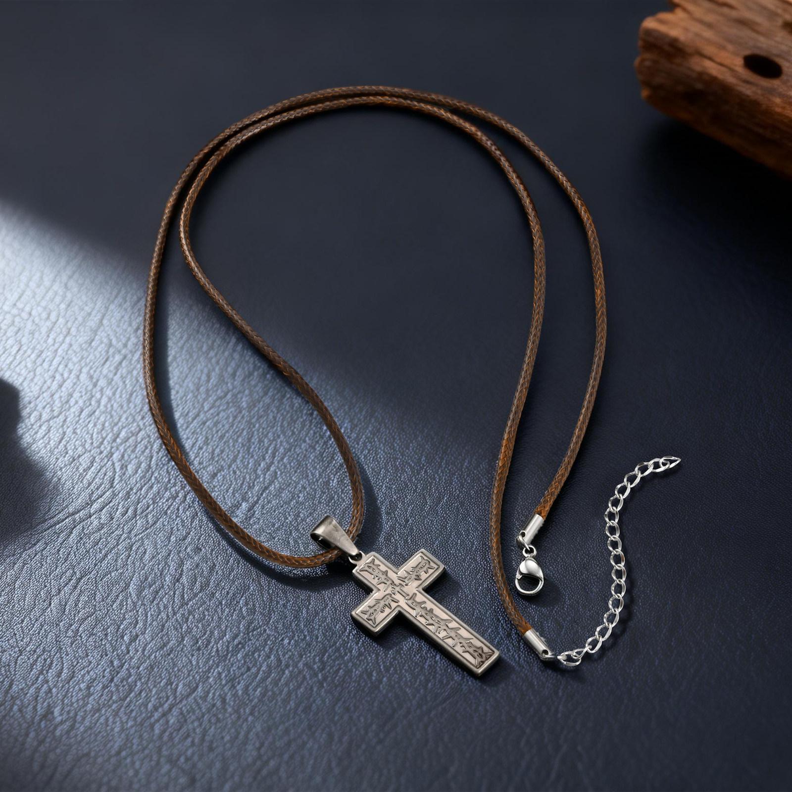 Vnox Men s Stainless Steel Thorn Crown Cross Pendant Necklace, Retro Brown Black Wax Rope Chain, Religious Jewelry Gifts for Him 60-65cm коричневый
Vnox Men s Stainless Steel Thorn Crown Cross Pendant Necklace, Retro Brown Black Wax Rope Chain, Religious Jewelry Gifts for Him 60-65cm коричневый