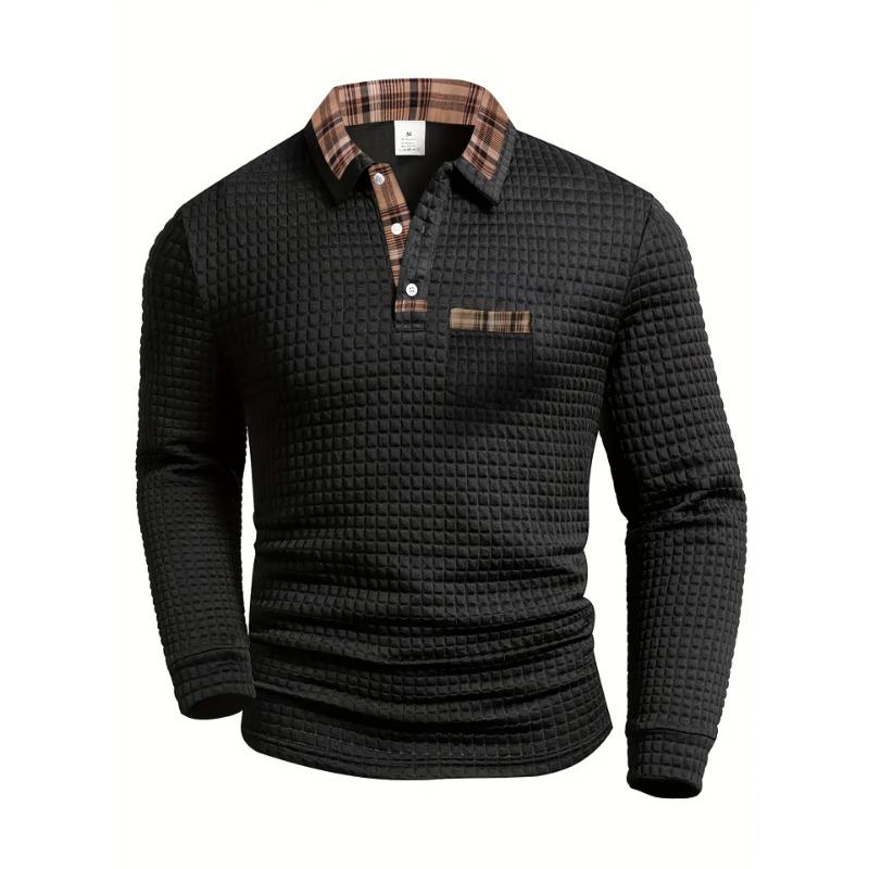 New Spring and Autumn Men s Casual Solid Color Plaid Patchwork Pocket Lapel Long-sleeved Sports Polo Shirt S чорний
New Spring and Autumn Men s Casual Solid Color Plaid Patchwork Pocket Lapel Long-sleeved Sports Polo Shirt S чорний