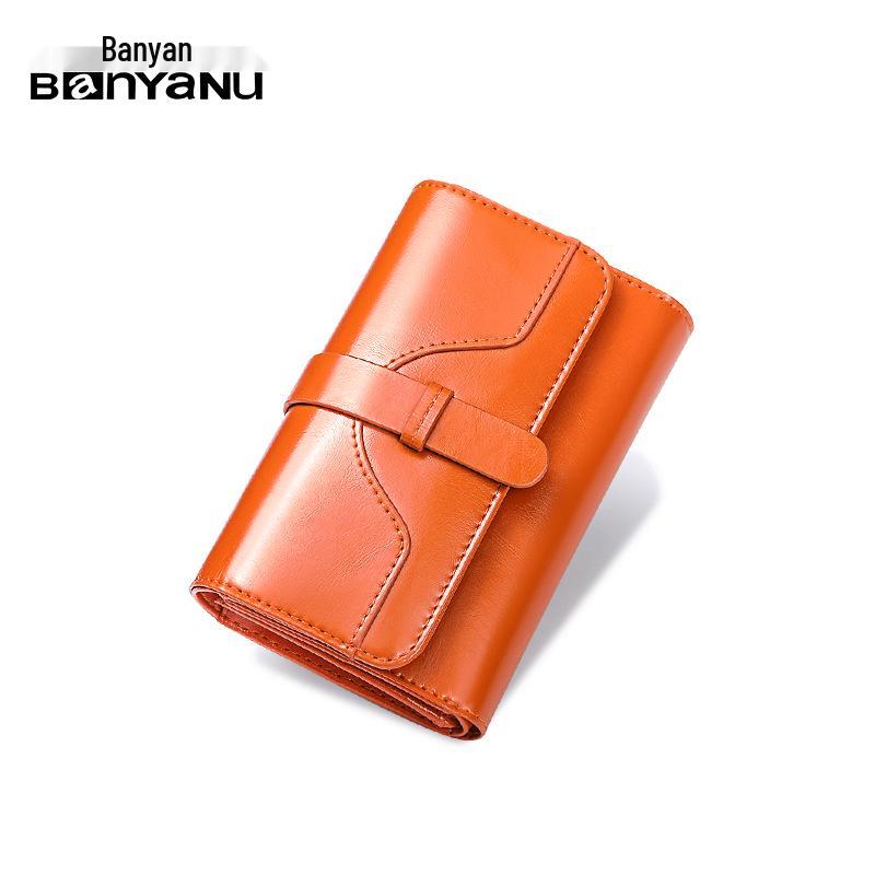 BANYANU Korean Style Short Three-Fold Retro Oil Wax Cowhide Women s Wallet with Buckle Coin Purse
BANYANU Korean Style Short Three-Fold Retro Oil Wax Cowhide Women s Wallet with Buckle Coin Purse
