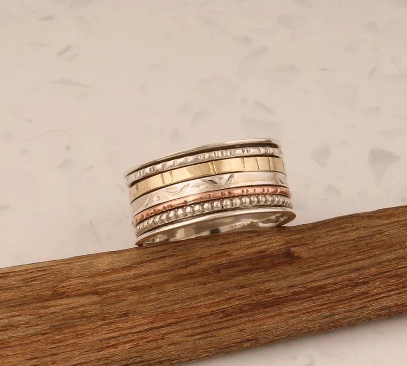 Дизайнерское кольцо ручной работы Spinner Band, Стерлинговое серебро 925 пробы, Твердое кольцо, Кольцо унисекс, Заявление, Кольцо для вечеринки, 6
Дизайнерское кольцо ручной работы Spinner Band, Стерлинговое серебро 925 пробы, Твердое кольцо, Кольцо унисекс, Заявление, Кольцо для вечеринки, 6