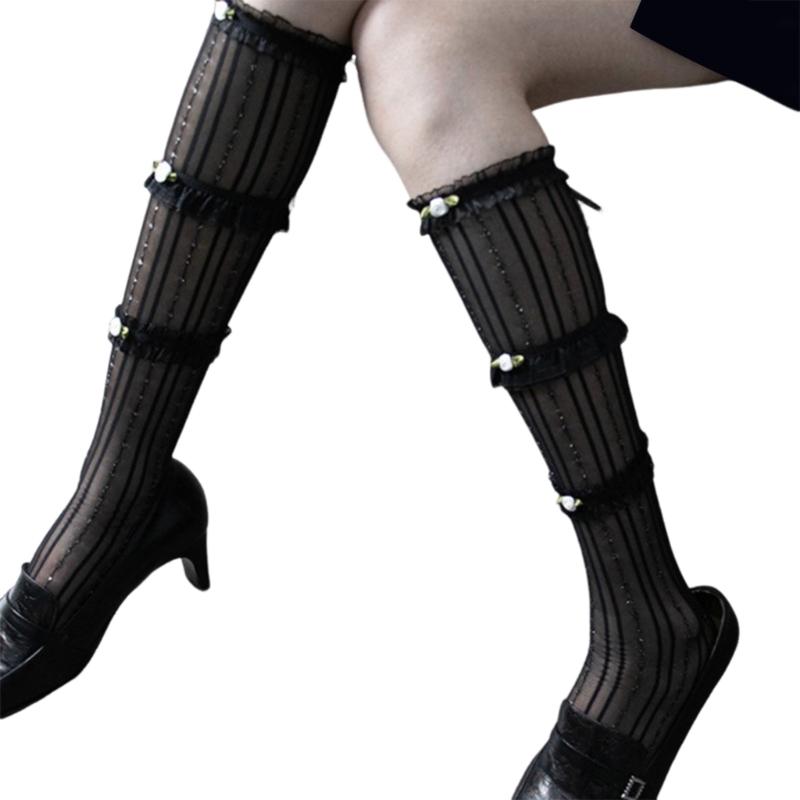 Ruffle Sheer Knee High Socks for Women Girl Stretchy Silk Stockings Student Girls Stockings Tube Socks Nylons Calf Socks чорний
Ruffle Sheer Knee High Socks for Women Girl Stretchy Silk Stockings Student Girls Stockings Tube Socks Nylons Calf Socks чорний