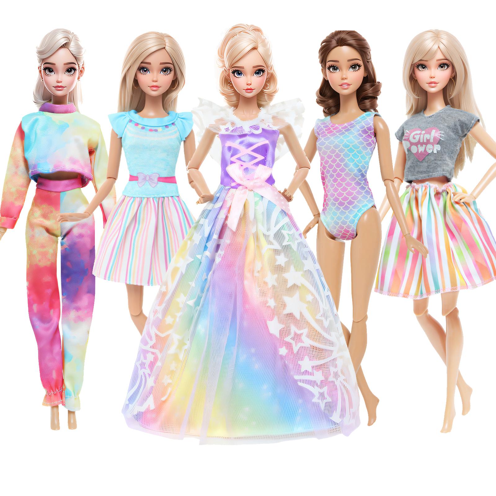 5 шт./компл. модной кукольной одежды для куклы Барби 30 см, кукольное цветное кукольное платье, повседневная одежда, мини-платье, юбка, рубашка, детские игрушки, аксессуары
5 шт./компл. модной кукольной одежды для куклы Барби 30 см, кукольное цветное кукольное платье, повседневная одежда, мини-платье, юбка, рубашка, детские игрушки, аксессуары