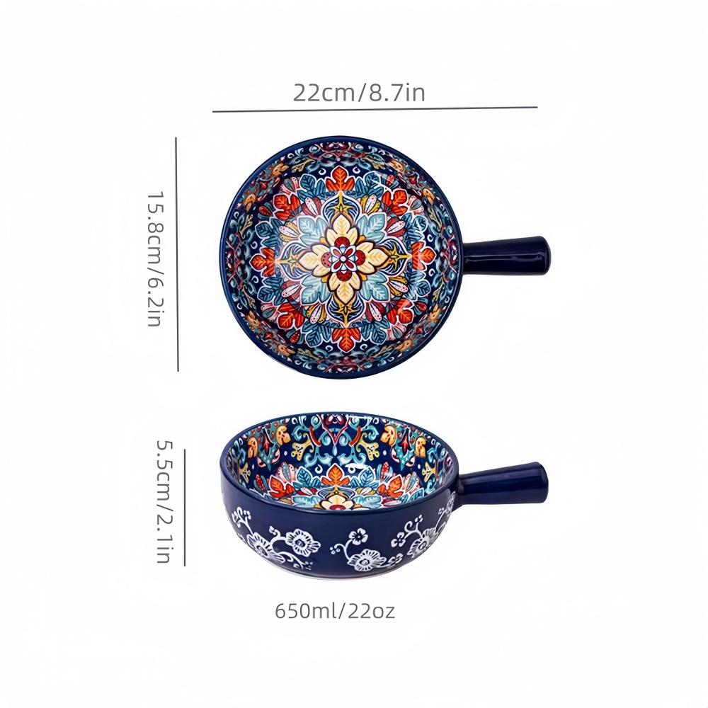 Богемская керамическая салатница с ручкой, расписанная вручную, с тисненым узором, кухонная форма для выпечки, подходит для микроволновой печи и духовки, 1 шт. 6.2 синий
Богемская керамическая салатница с ручкой, расписанная вручную, с тисненым узором, кухонная форма для выпечки, подходит для микроволновой печи и духовки, 1 шт. 6.2 синий