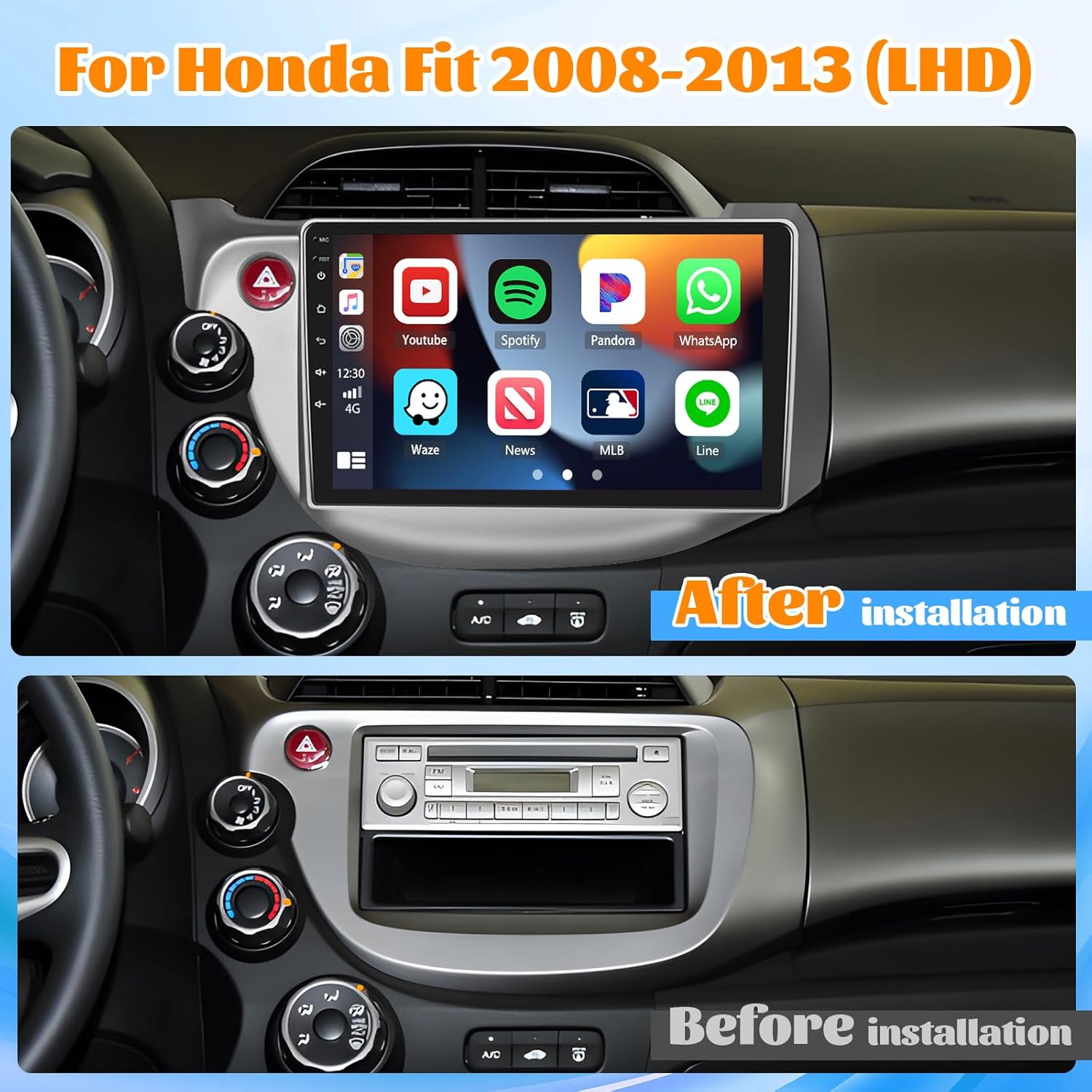 Car Radio for Honda Fit 2008-2013, 10.1 Android 13 Car Stereo with Wireless CarPlay/Android Auto, Bluetooth, GPS, WiFi 2 64G
Car Radio for Honda Fit 2008-2013, 10.1 Android 13 Car Stereo with Wireless CarPlay/Android Auto, Bluetooth, GPS, WiFi 2 64G