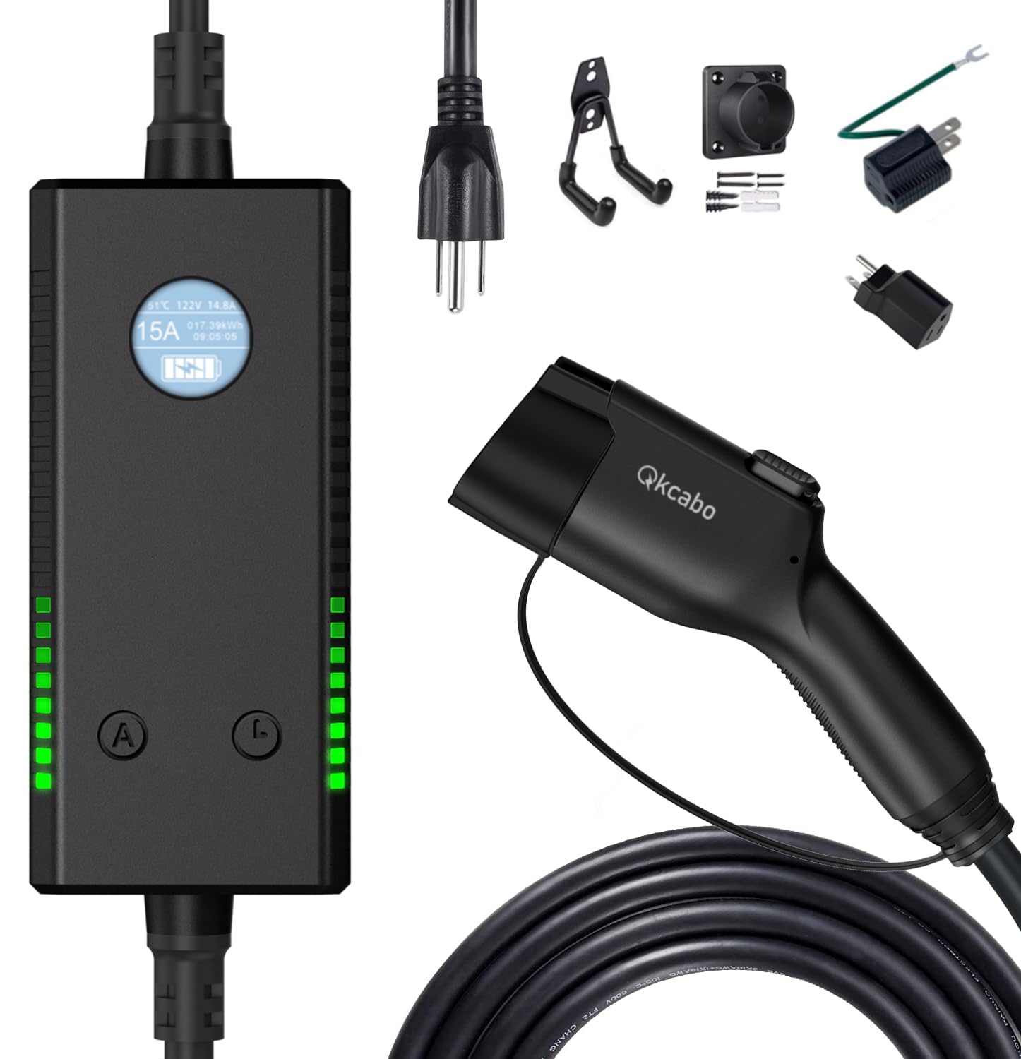 Qkcabo SAE J1772 Електромобіль EV Charging Current Регульований портативний зарядний пристрій для електричного перетворення 2nd 100V-240V Cable, 8A/10A/13A/15A PHEV/EV
Qkcabo SAE J1772 Електромобіль EV Charging Current Регульований портативний зарядний пристрій для електричного перетворення 2nd 100V-240V Cable, 8A/10A/13A/15A PHEV/EV