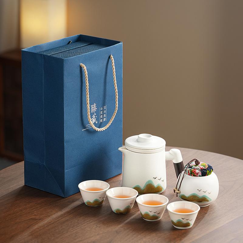 Business gifts Qingshan travel tea set coarse pottery small set outdoor kung fu teapot accompanying portable express cup
Business gifts Qingshan travel tea set coarse pottery small set outdoor kung fu teapot accompanying portable express cup