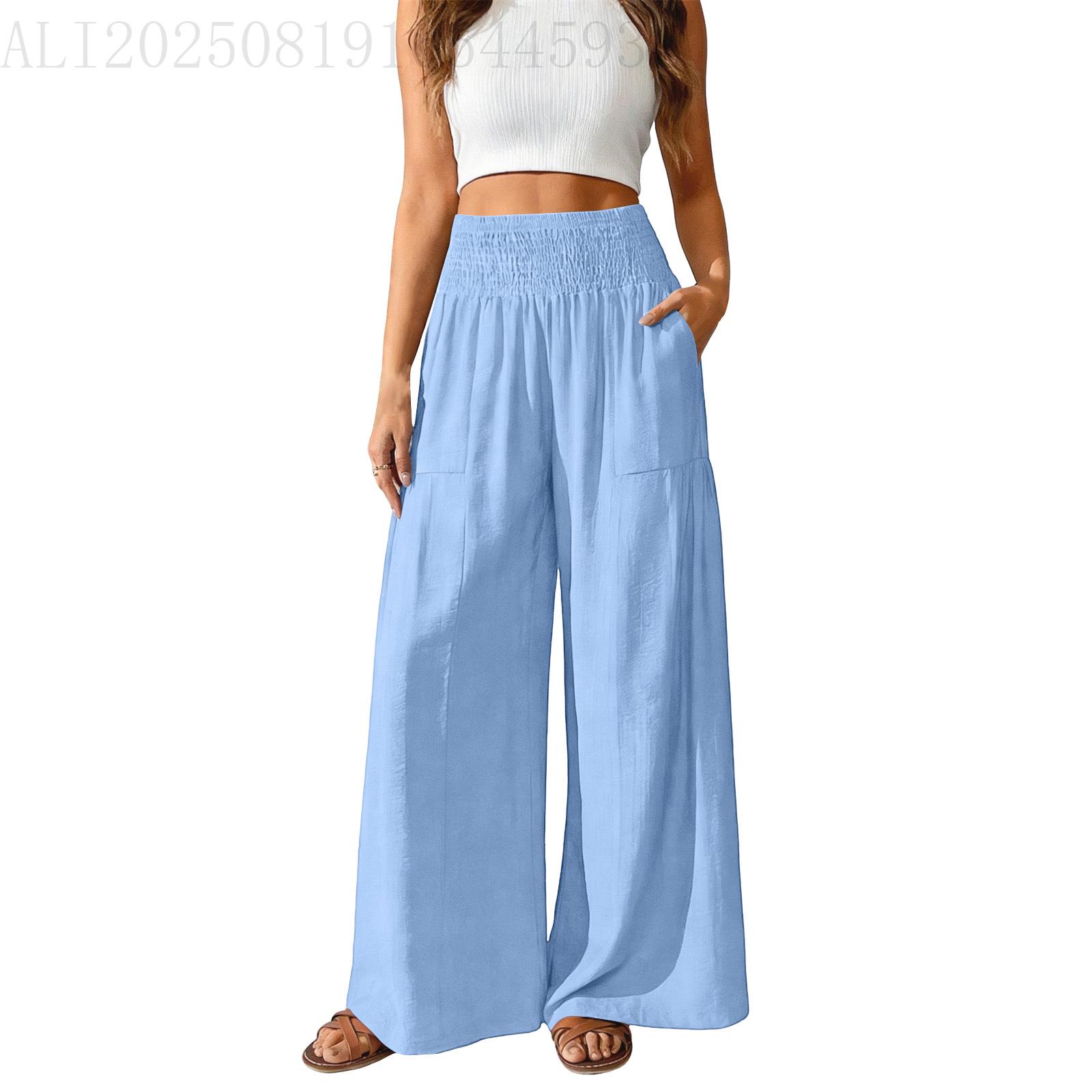 European and American Fashion Casual Women s High-Waisted Wide-Leg Pants with Pockets Small синій
European and American Fashion Casual Women s High-Waisted Wide-Leg Pants with Pockets Small синій