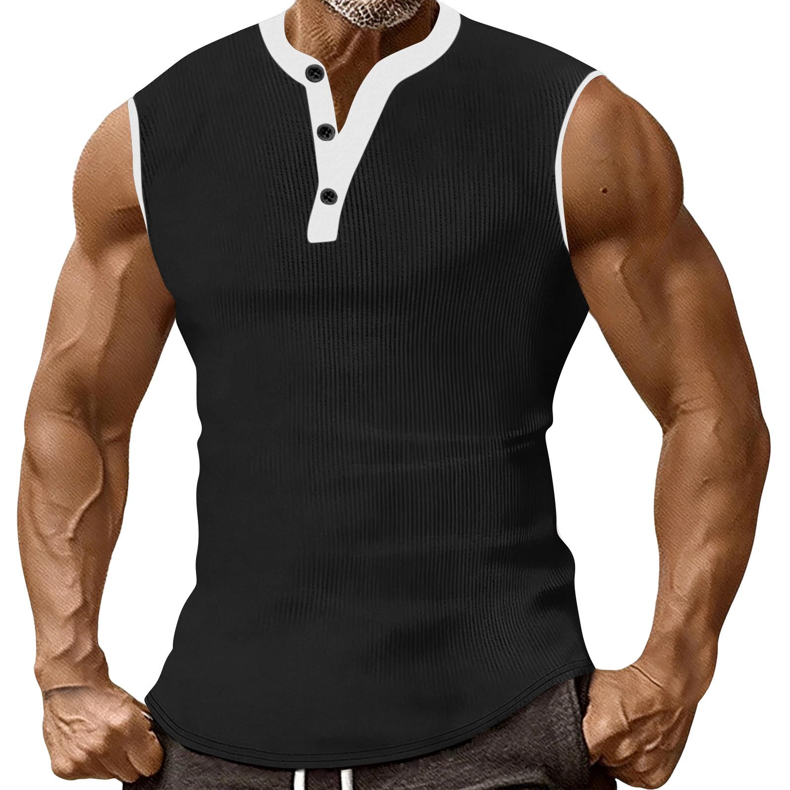 Men Sleeveless Henley Tank Top Button Front Ribbed Knit Muscle Fit Classic Pullover Athletic Shirt Casual Wear XL
Men Sleeveless Henley Tank Top Button Front Ribbed Knit Muscle Fit Classic Pullover Athletic Shirt Casual Wear XL