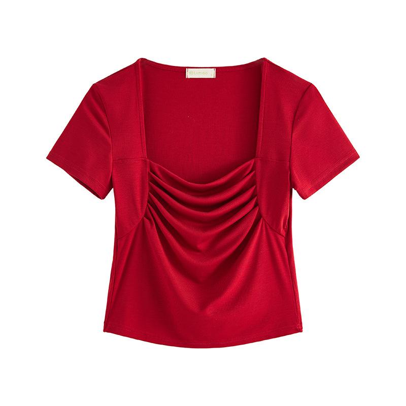 Square Neck T-shirt for Women s Summer Short-sleeved Front Shoulder Slim Body Style S
Square Neck T-shirt for Women s Summer Short-sleeved Front Shoulder Slim Body Style S