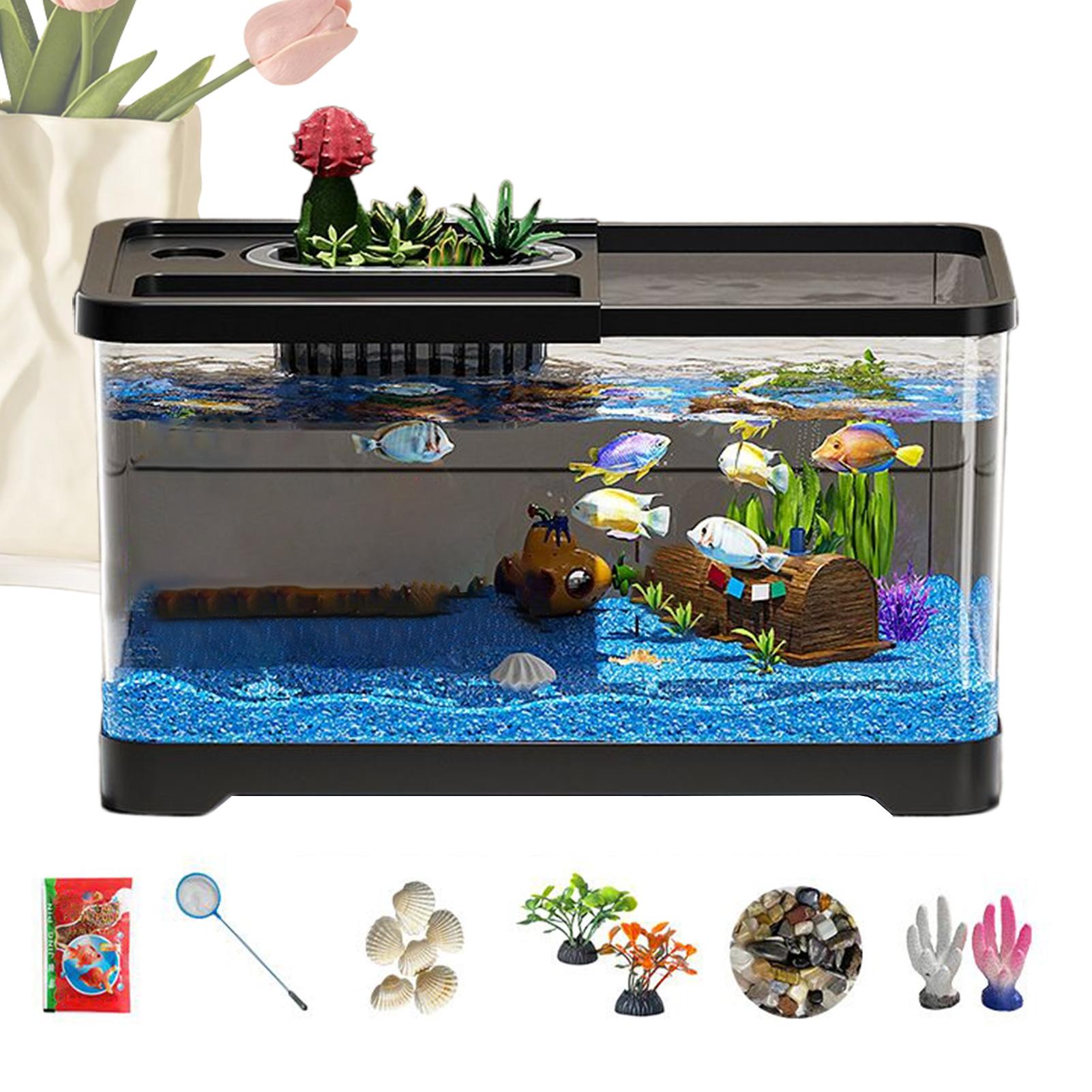 Aquarium Starter Kit LED Small Fish Tank Kit With Decoration Accessories Dust-proof Underwater Landscape Decoration for Desktop CN
Aquarium Starter Kit LED Small Fish Tank Kit With Decoration Accessories Dust-proof Underwater Landscape Decoration for Desktop CN