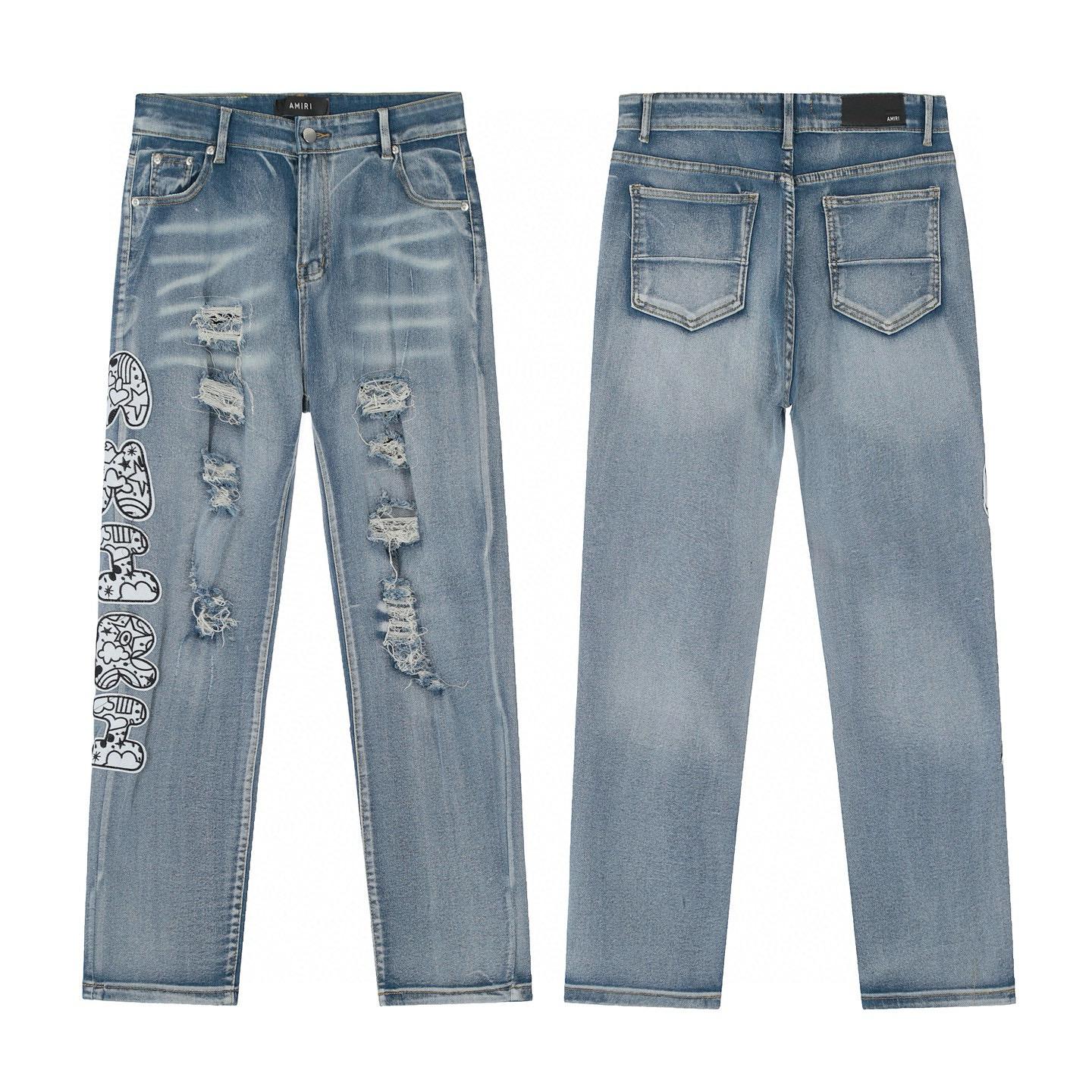 M45 Amiri Men s and Women s American Style Trendy Jeans with Fabric Patches, Holes, Embroidery, Casual and Fashionable High Street Pants 36
M45 Amiri Men s and Women s American Style Trendy Jeans with Fabric Patches, Holes, Embroidery, Casual and Fashionable High Street Pants 36