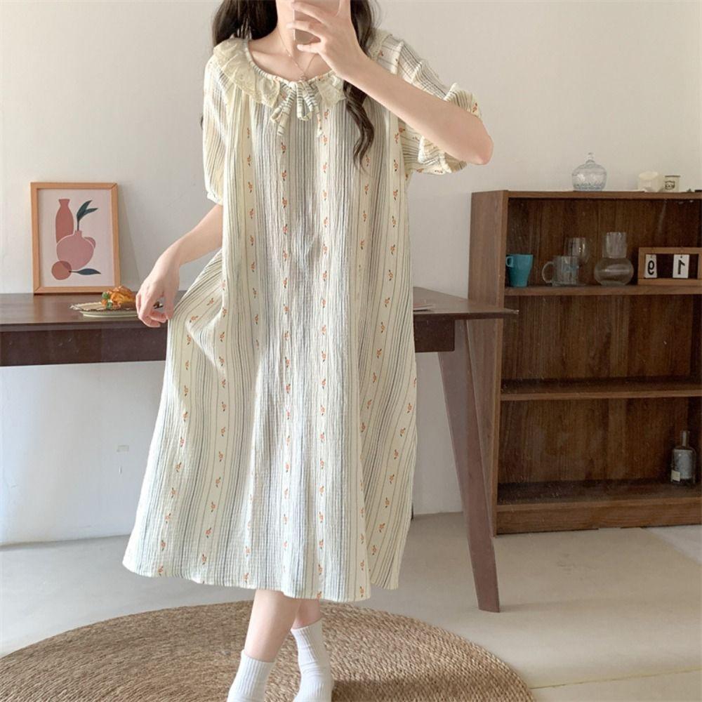 Loose Short Sleeve Nightdress Lace Up Sweet Nightgowns Doll Collar Women s Pajama Dress Home XXL-Blue Loose Sleeve
Loose Short Sleeve Nightdress Lace Up Sweet Nightgowns Doll Collar Women s Pajama Dress Home XXL-Blue Loose Sleeve