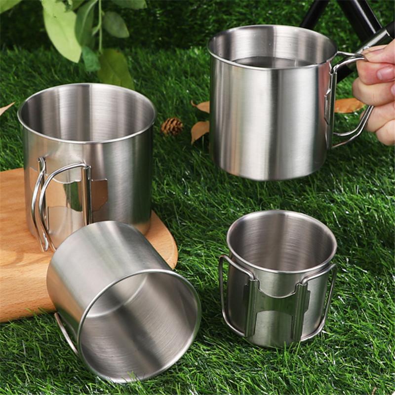 Stainless Steel Outdoor Camping Cup Portable Foldable Handle Beer Cups Coffee Water Mugs Picnic Travel Drinkware Tumbler 220-660ml
Stainless Steel Outdoor Camping Cup Portable Foldable Handle Beer Cups Coffee Water Mugs Picnic Travel Drinkware Tumbler 220-660ml