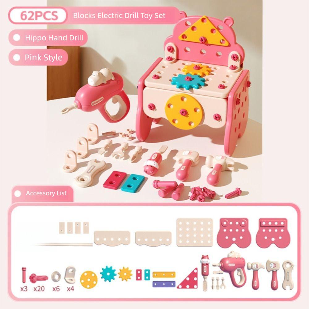 Plastic Simulation Repair tool toy with Box Educational Toy Kids Tool Toys Set 3 to 6 years old 62Pcs рожевий
Plastic Simulation Repair tool toy with Box Educational Toy Kids Tool Toys Set 3 to 6 years old 62Pcs рожевий