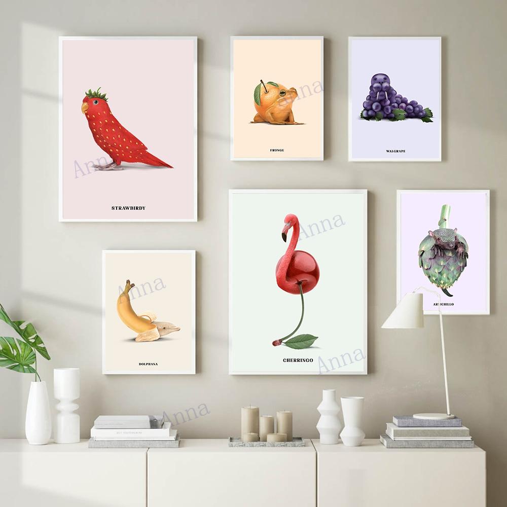 Food Animal Abstract Funny Poster Designed By Jonas_Loose Wall Art Canvas Painting Pineappowl Swarlic Strawbirdy Room Home Decor No Frame
Food Animal Abstract Funny Poster Designed By Jonas_Loose Wall Art Canvas Painting Pineappowl Swarlic Strawbirdy Room Home Decor No Frame