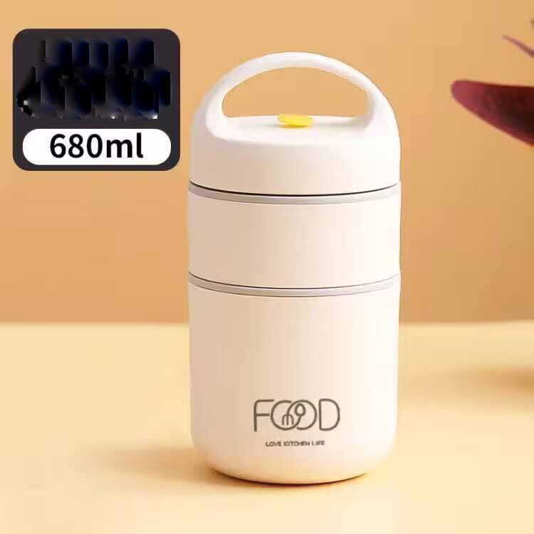 1 шт., вакуумный термос из нержавеющей стали 304, изолированный мешок для обеда, грелка для еды, суповая чашка, термос, контейнеры для бенто 680ml белый